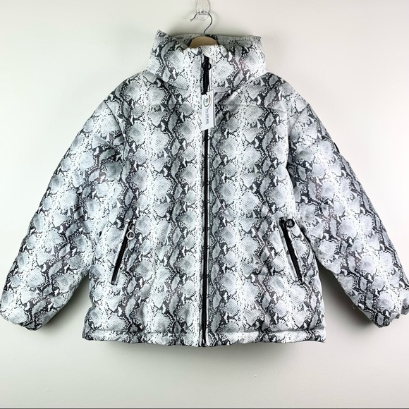 NOIZE Jozy Snake Print Vegan Faux Leather Puffer Jacket 1X NWT - Picture 4 of 14